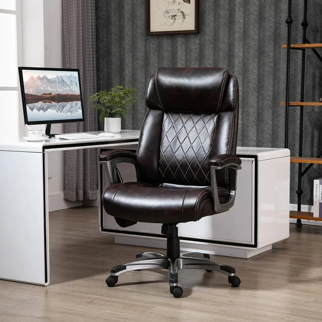 Massage-Bürostuhl 6-Punkt-Massage-Drehstuhl aus Kunstleder mit gewölbter Kopfstütze und Armlehne Braun 70 x 76,5 x 114-1