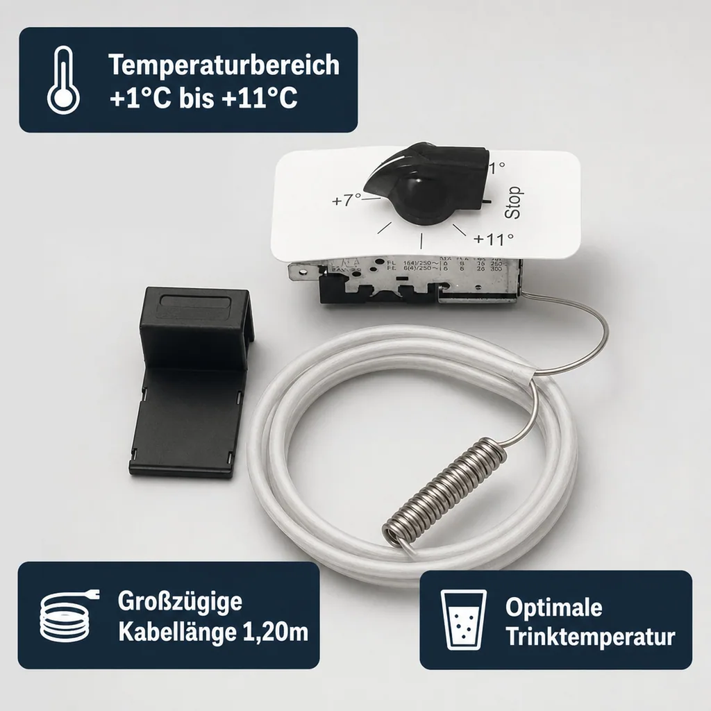 Thermostat mit Fühler für Trockenkühler, +1°C bis +11°C