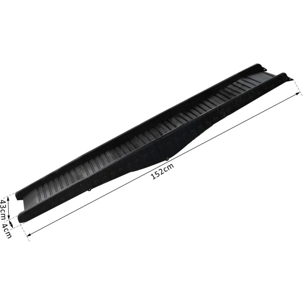 Hunderampe Hundetreppe Klappbar 152x43cm Schwarz Kunststoff