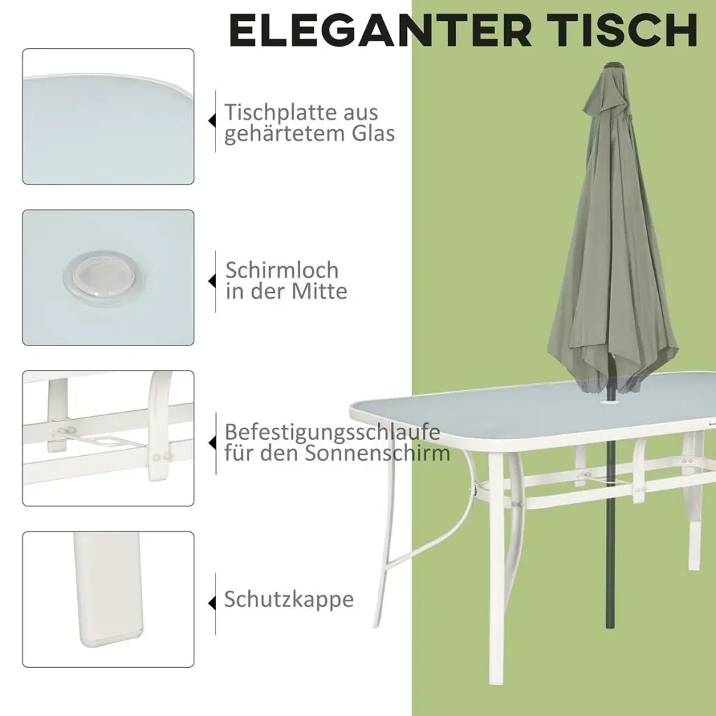 Sonnenschirm Gartenschirm Terrassenschirm Gestell Stahl im Freien Blauer Streifen Ø227 x 225 cm