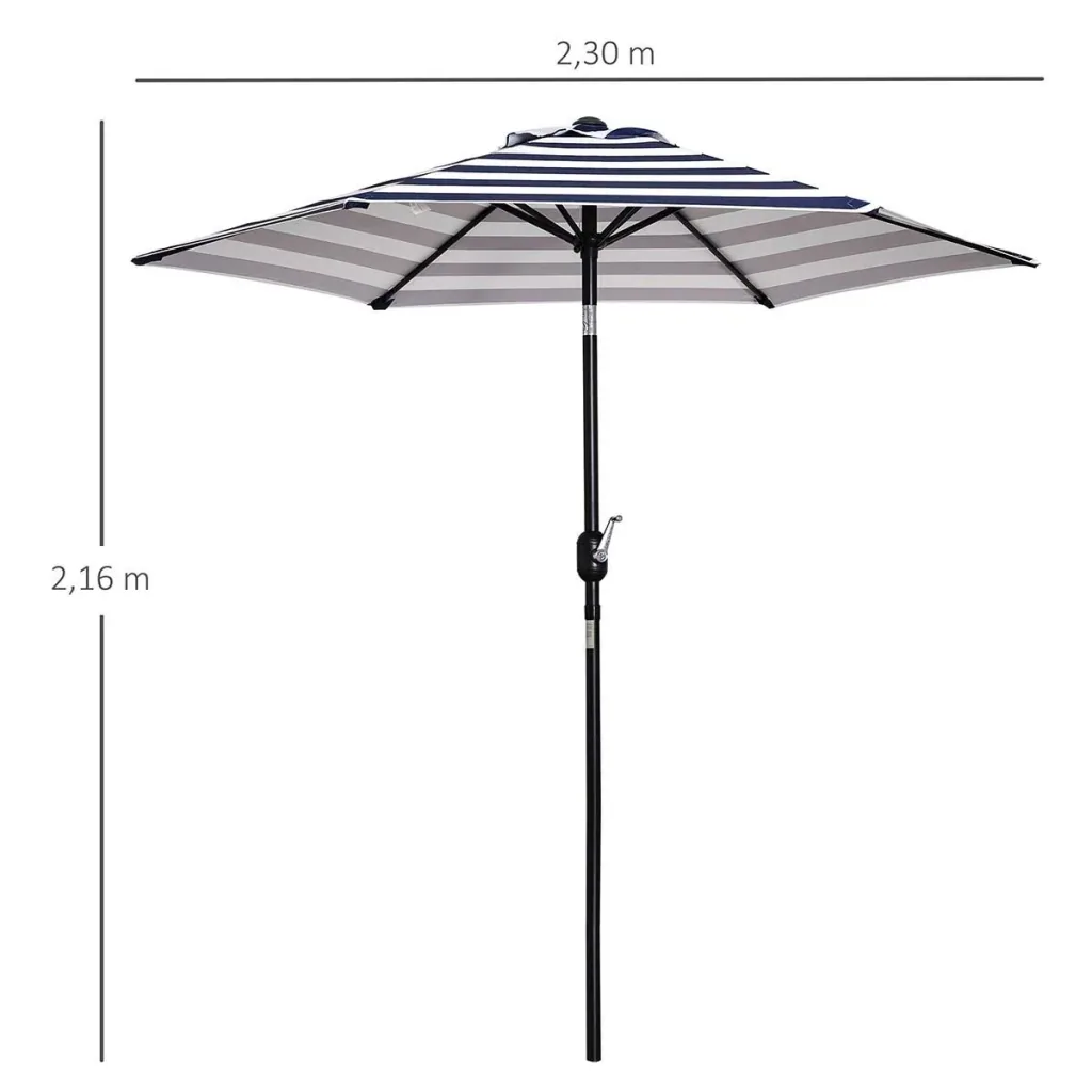 Sonnenschirm Gartenschirm Terrassenschirm Gestell Stahl im Freien Blauer Streifen Ø227 x 225 cm