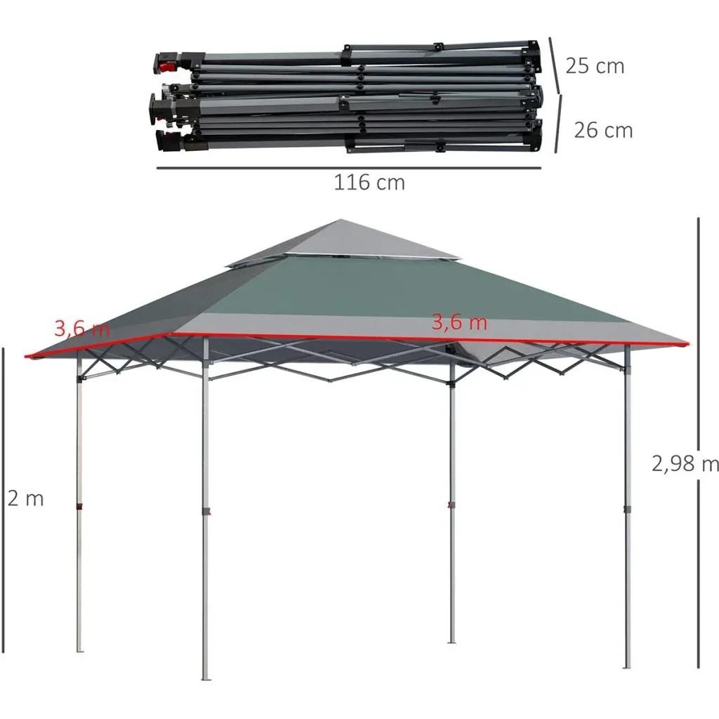 Faltbarer Pavillon Pop-Up Zelt Gartenpavillon Oxford Gewebe 3,6 x 3,6 m Grün