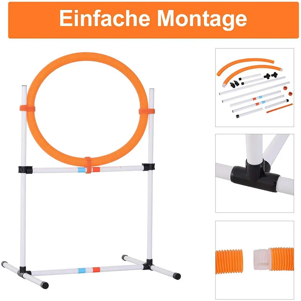 Hundetrainingsset Springring für Haustier-Agility-Training tragbar PE Weiß + Orange 74,5 x 66 x 91 cm