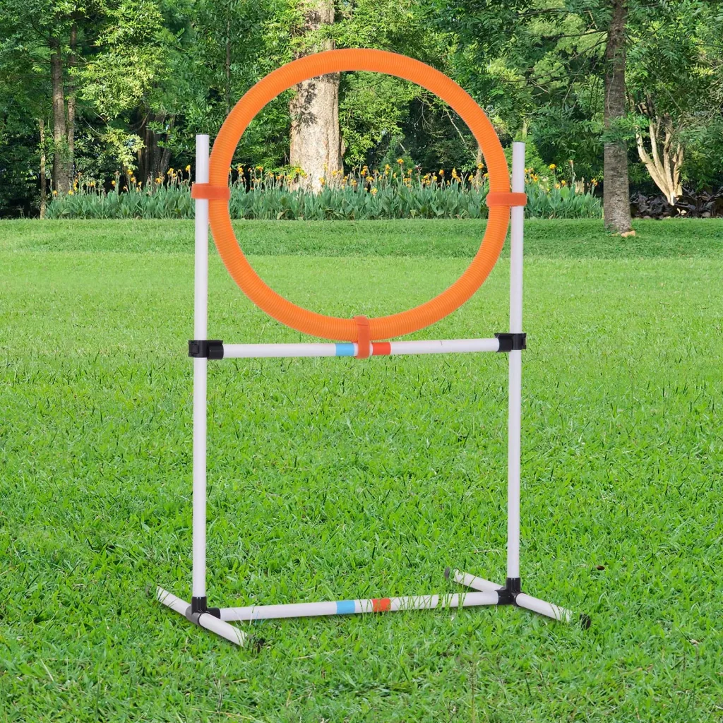 Hundetrainingsset Springring für Haustier-Agility-Training tragbar PE Weiß + Orange 74,5 x 66 x 91 cm