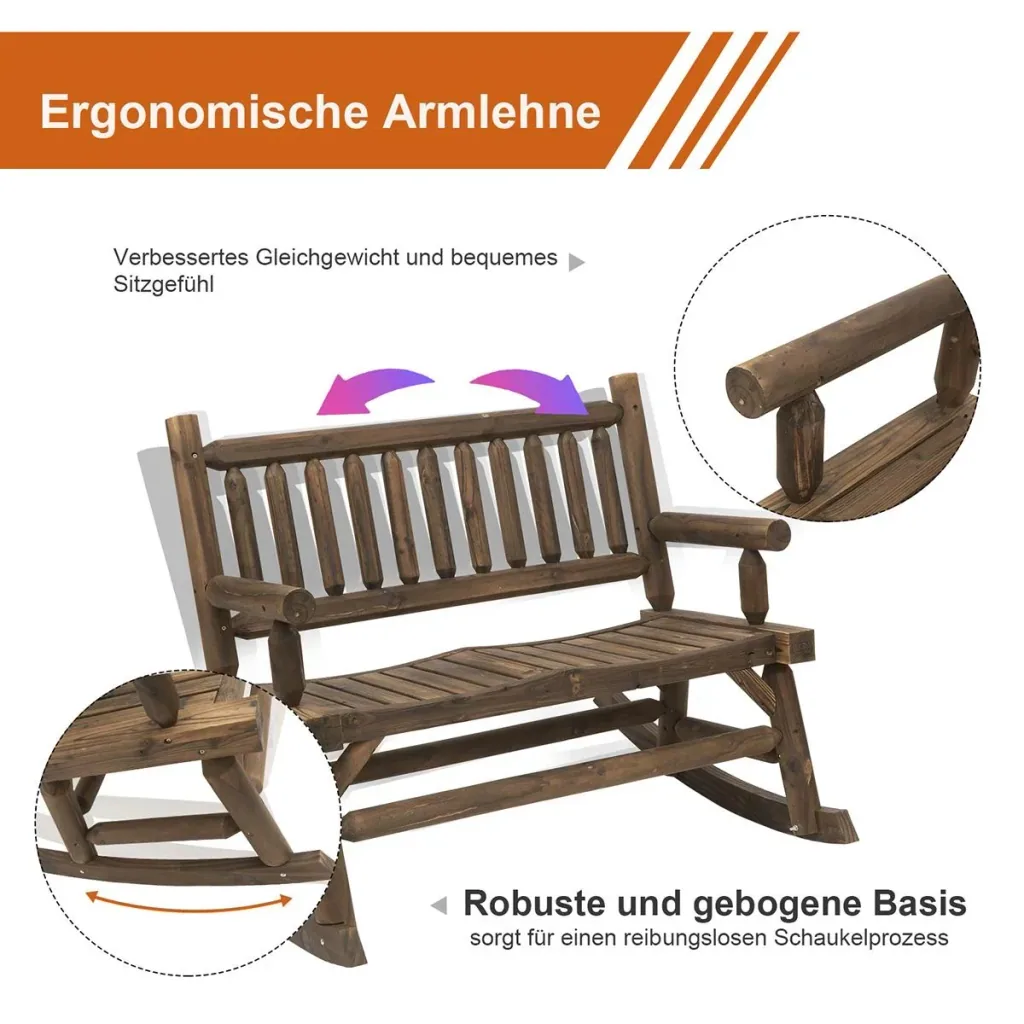 Schaukelbank mit Armlehne dunkelbraun