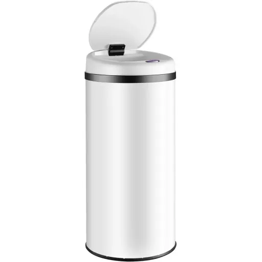 Sensor-Mülleimer Edelstahl weiß 40 Liter