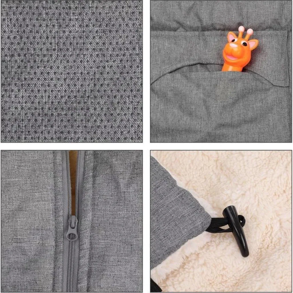 Kinderwagenfußsack Grau | Teddy | Kinderwagenfußsack Grau | Maxi-Cosi | mit Aufbewahrungstasche