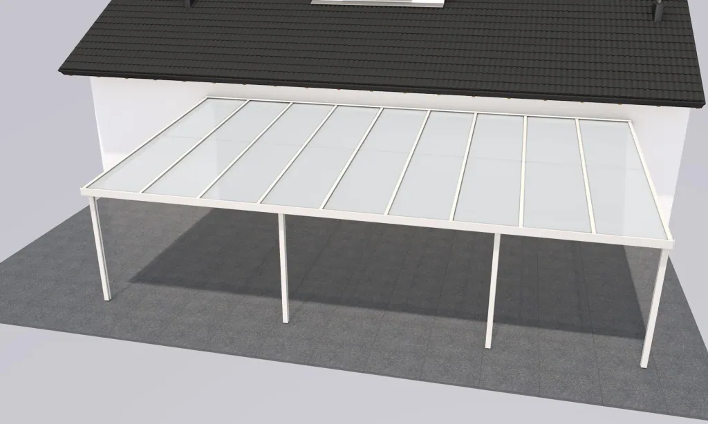 Terrassendach Premium, weiß, 9135 x 5060 mm - Klima blue
