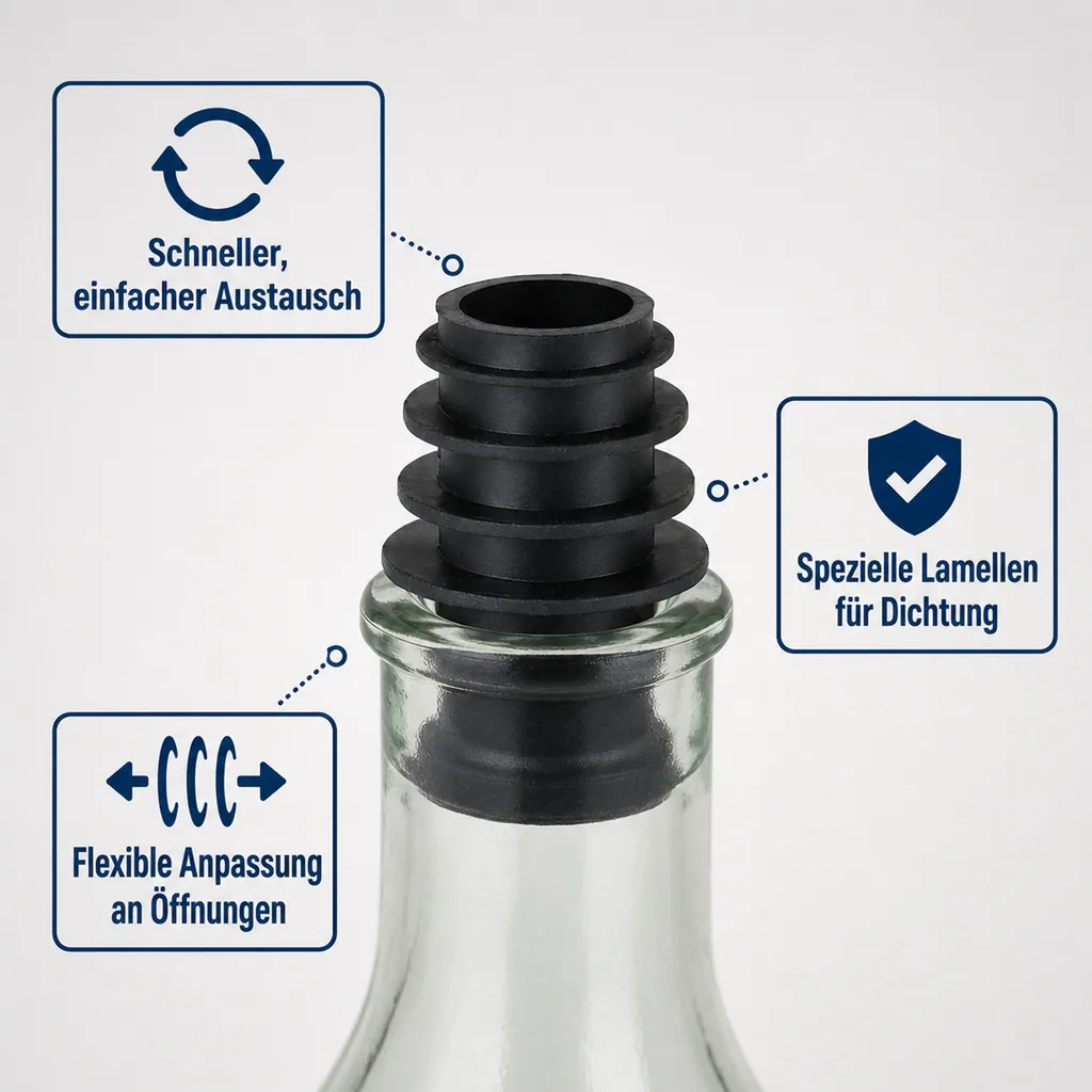 Lamellenkorken, Kunststoffkork - für 0.7 - 1.0 Liter Flaschen, 1 Stück