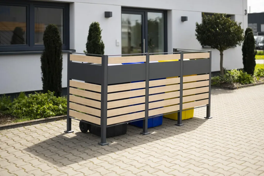 Mülltonnenverkleidung Planum 3er Box, 120 cm, holzoptik