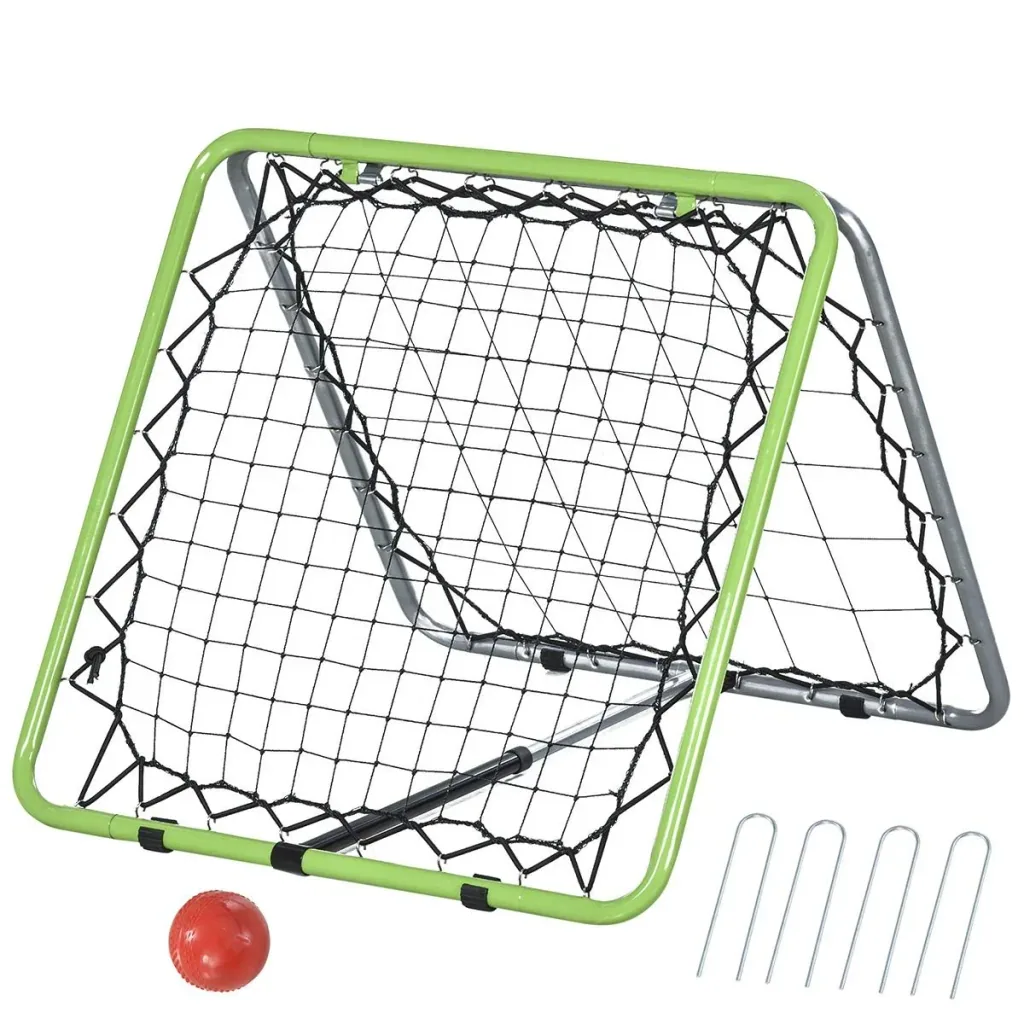 Baseball Rebounder Kickback Tor Rückprallwand Netz beidseitiger Rückprall Faltbar Metall+PE Grün 75 x 75 x 64 cm