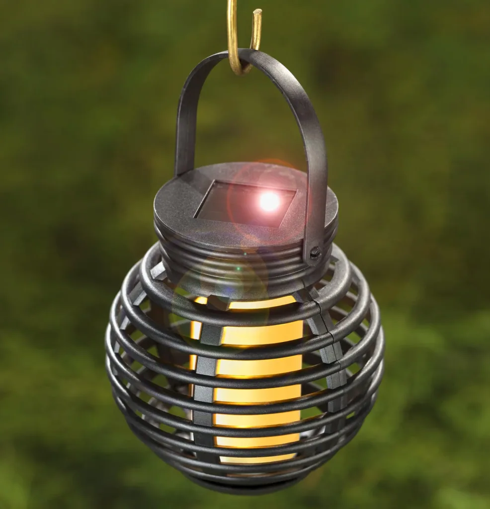 Solar Rattan Lampions mit Flackerlicht, 3er-Set