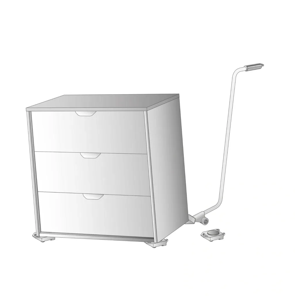 Transporthilfe MM 4122, 102 x 23 x 6,5 cm, softe Rollen Ø 40 mm, stehend, Umzugshelfer, Stahl, Tragkraft 150 kg