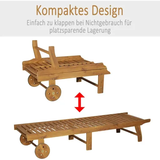 Gartenliege Sonnenliege Liegestuhl klappbar verstellbar Akazienholz Natur L197 x B72 x H(34 84) cm