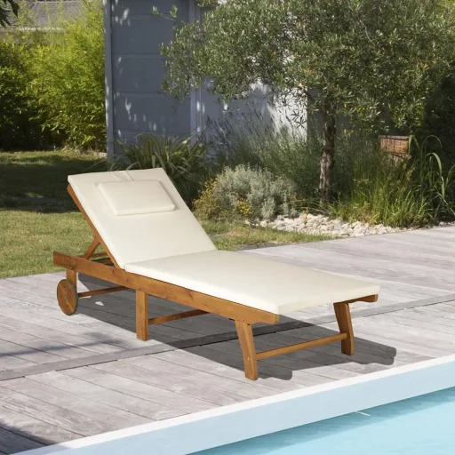 Gartenliege Sonnenliege Liegestuhl klappbar verstellbar Akazienholz Natur L197 x B72 x H(34 84) cm