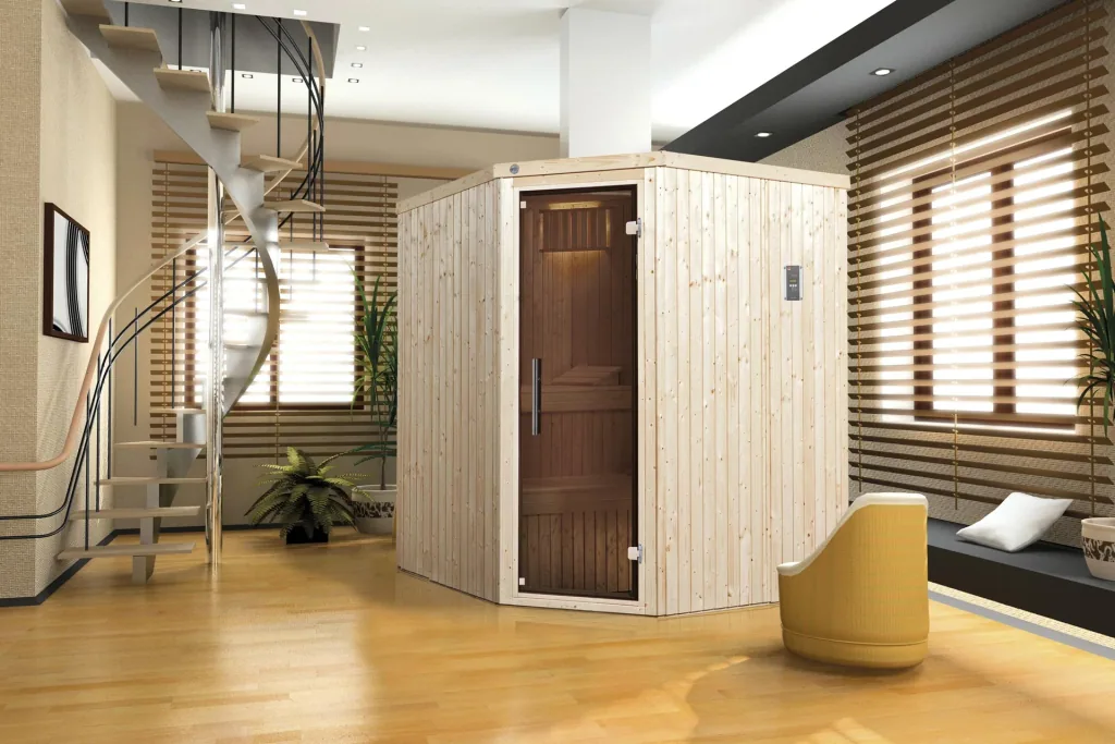 Elementsauna KIRUNA 2 Glastür mit 230V 4,5 KW OS-Ofen