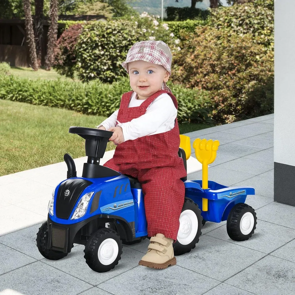 Kinder Rutschauto NEW HOLLAND Rutscherfahrzeug Kinderauto Kinderfahrzeug klassische Auto Laufhilfe mit Hupe Kunststoff