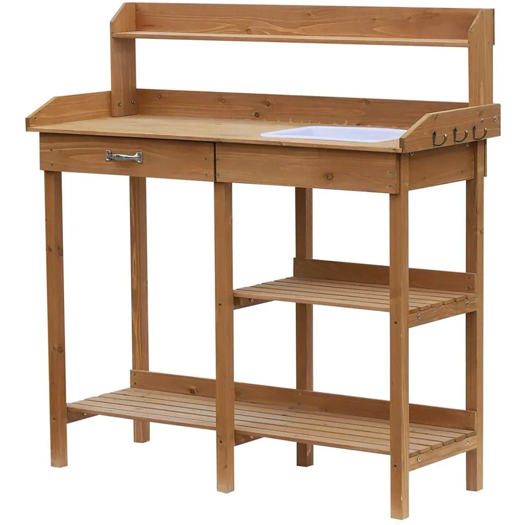Pflanztisch mit Wanne Tannenholz H112cm Natur