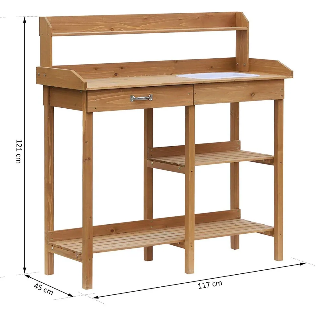 Pflanztisch mit Wanne Tannenholz H112cm Natur