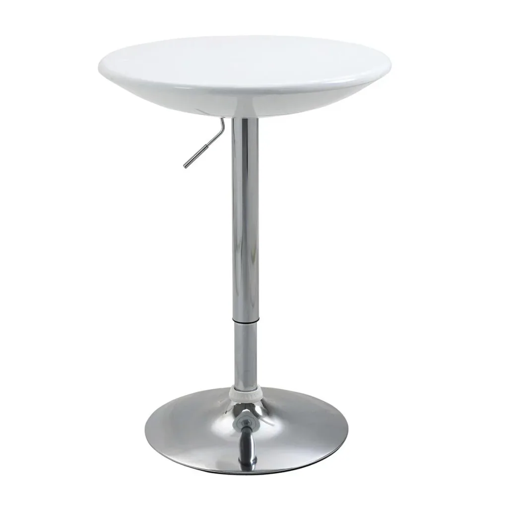 Bartisch moderner Esstisch Schreibtisch Höhenverstellung Metall ABS-Lackierung Weiß Ø61 x 76-97 cm