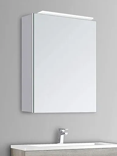 Spiegelschrank Bad mit Beleuchtung, "Mirage" - 40 x 60 cm - Lichtfarbe neutralweiß - Aluminiumkorpus