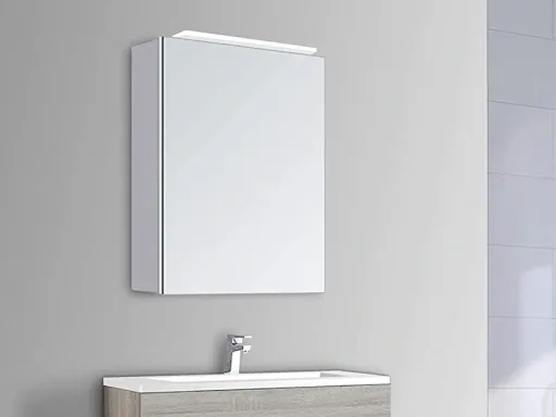 Spiegelschrank Bad mit Beleuchtung, "Mirage" - 40 x 60 cm - Lichtfarbe neutralweiß - Aluminiumkorpus