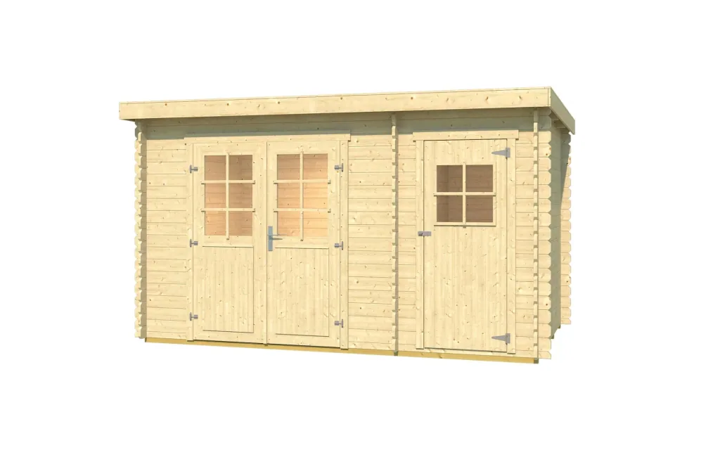 Gartenhaus 254 Gr.2, 394 x 296 x 222 cm Wandstärke 28 mm, Doppeltür, mit 2. Raum Einzeltür