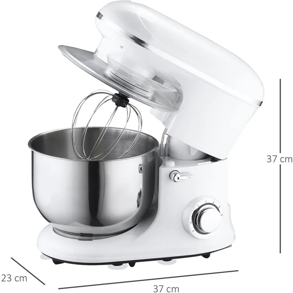 elektrisches Handmixer-Set 2-in-1 Handrührer mit Tischständer 5,5 L-Rührschüssel 1200 W 6 Geschwindigkeiten + Impuls-Mod