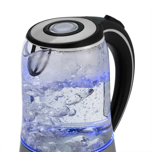 Wasserkocher silber/schwarz Glas/Edelstahl 1.7L