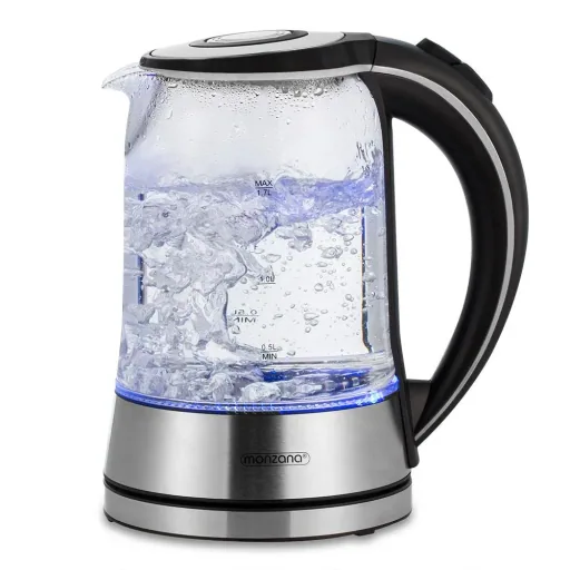 Wasserkocher silber/schwarz Glas/Edelstahl 1.7L