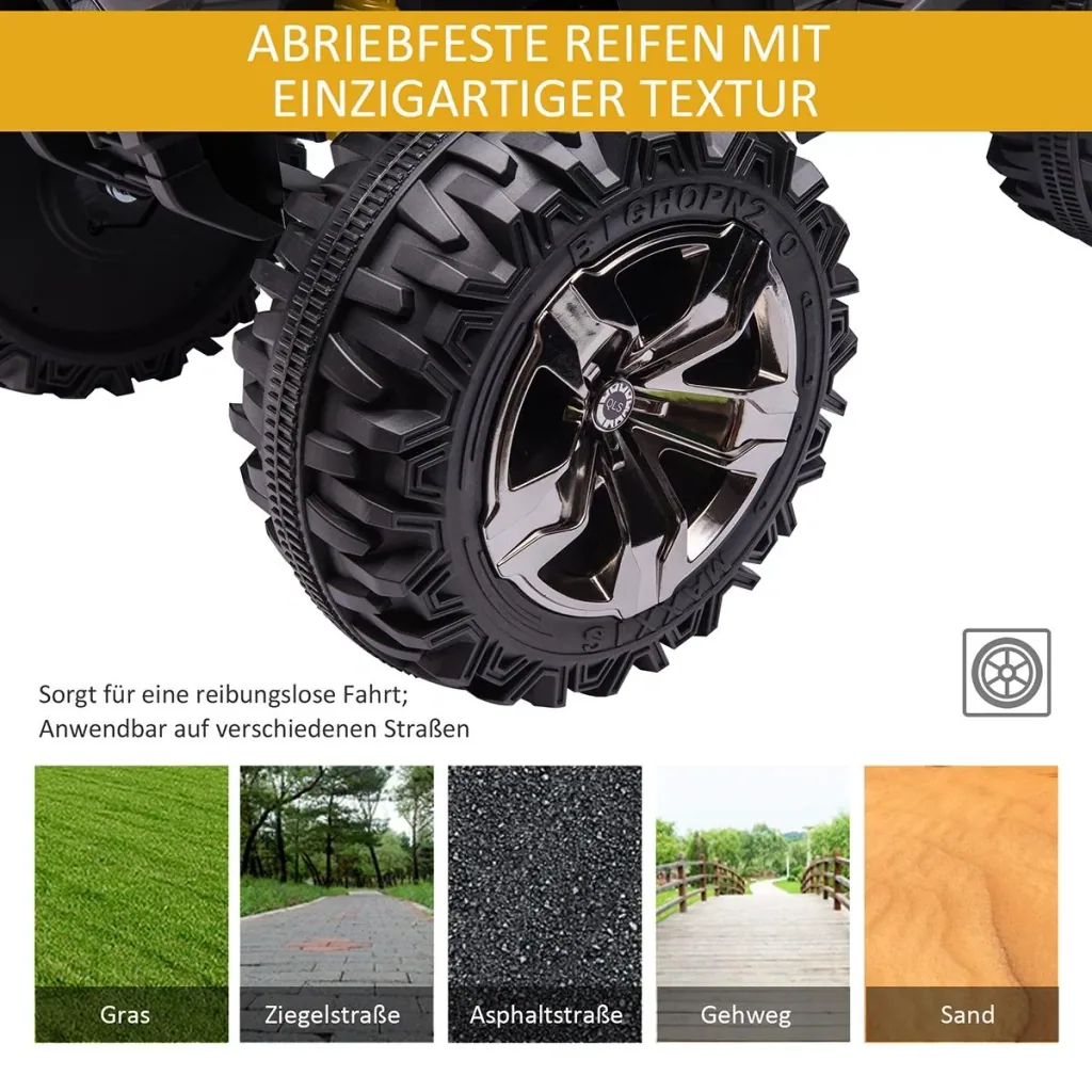 Elektro-Quad Kinder Elektro ATV Kinderwagen LED Frontlicht mit MP3 USB 2 x 550 Metall Gelb 100 x 65 x 73 cm