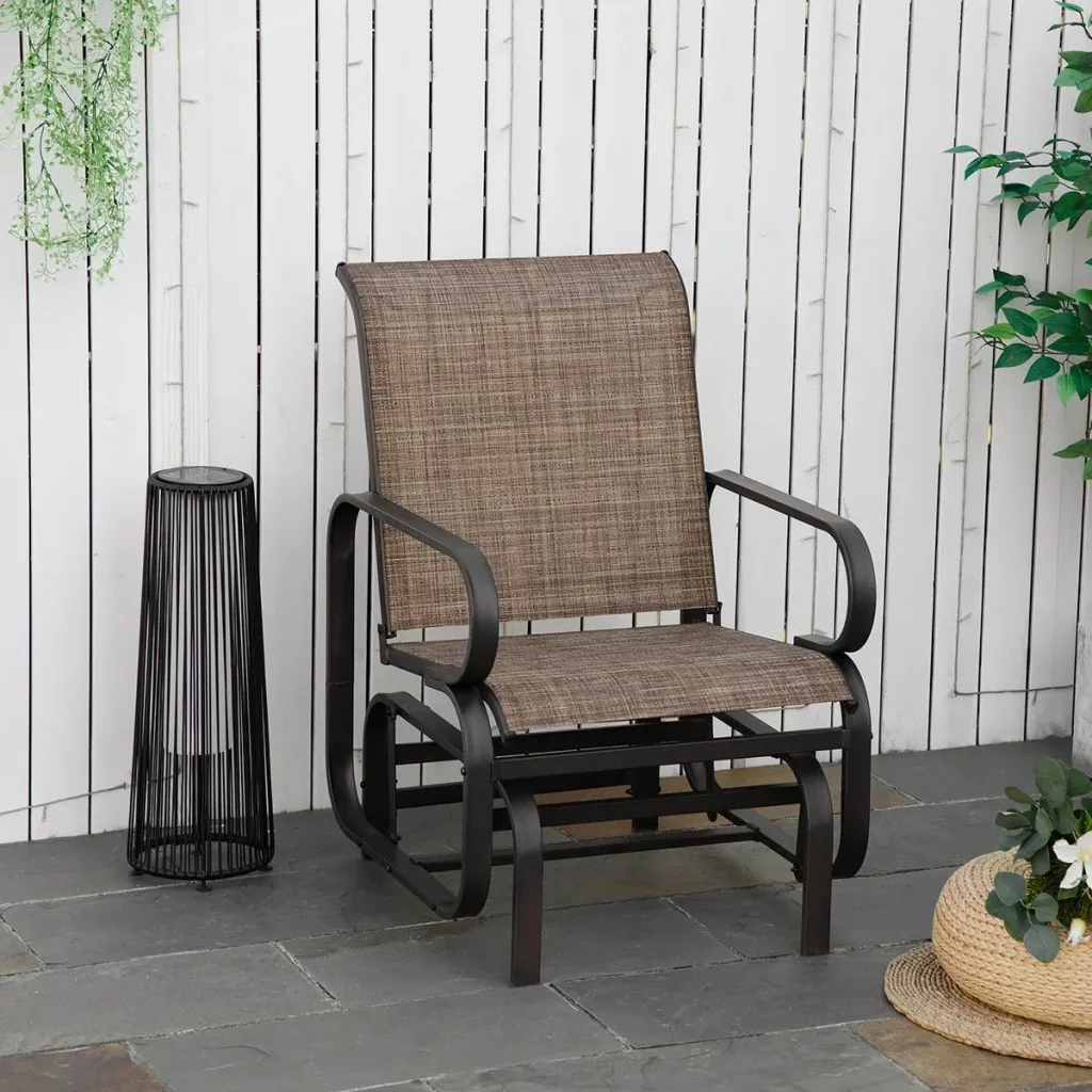 Schaukelstuhl Garten Gartenstuhl Relaxstuhl Gartenschaukel Schaukel Stuhl outdoor für Terrasse Balkon Stahl Texteline Br
