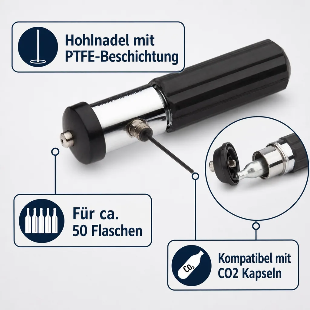 Druckluft Korkenzieher, Weinflaschenöffner, Corklift Automatik - Müheloses Öffnen von Weinflaschen