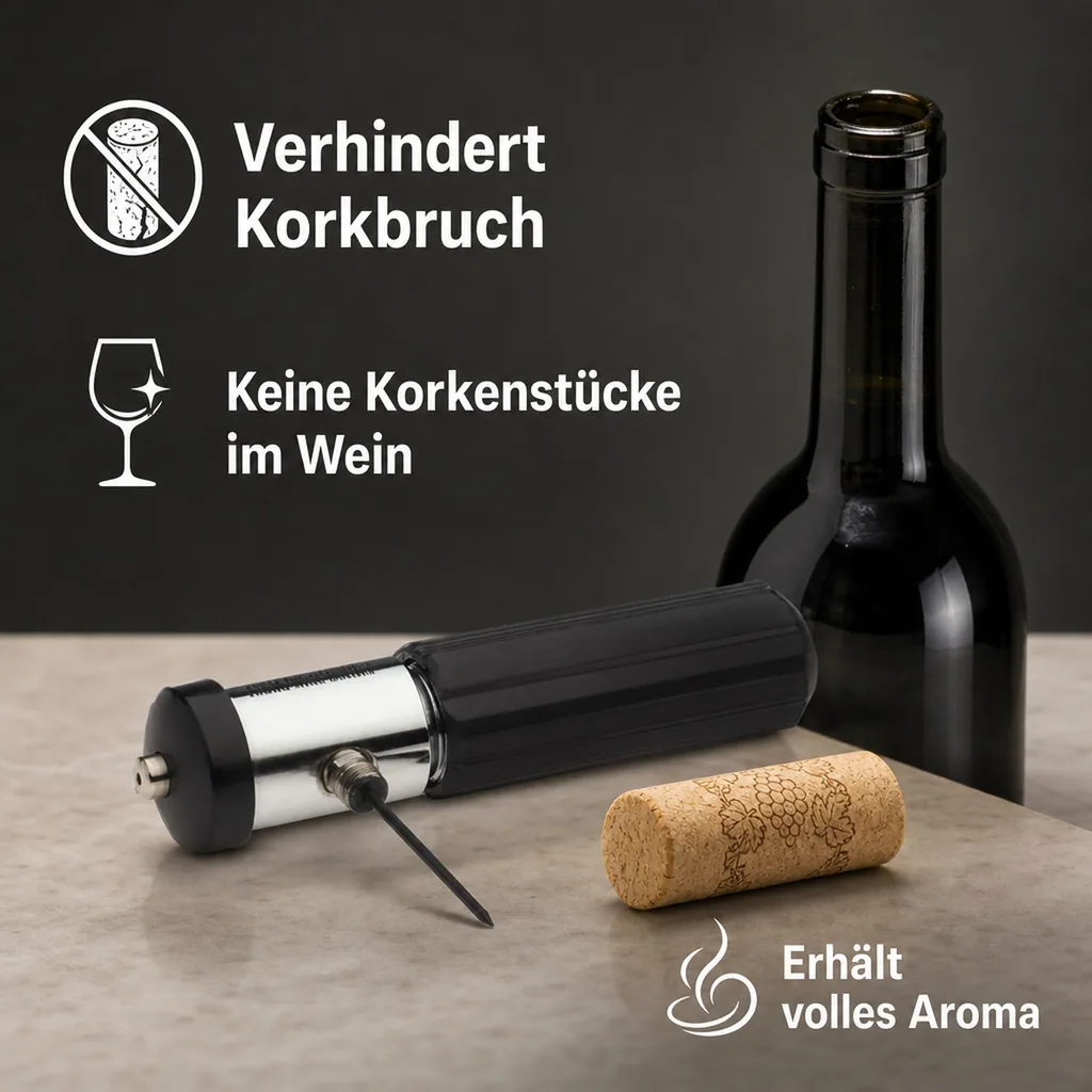 Druckluft Korkenzieher, Weinflaschenöffner, Corklift Automatik - Müheloses Öffnen von Weinflaschen