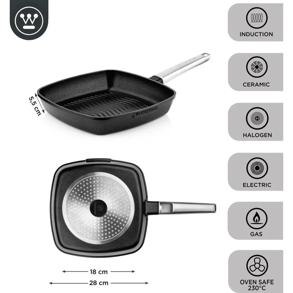 Performance Series Töpfe & Pfannen - Stielkasserolle 18 cm + Grillpfanne 28 cm - Schwarz