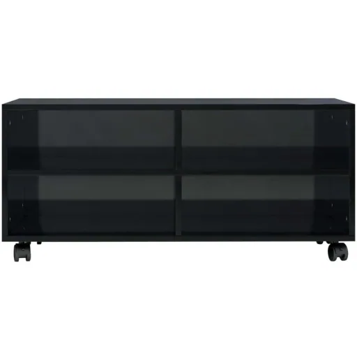TV-Schrank mit Rollen 90x35x35 cm Spanplatte Hochglanz schwarz