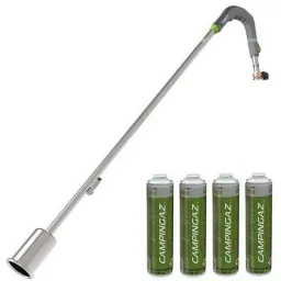 Campingaz GT3000PZ Unkrautbrenner mit Piezo-Zündung und vier zusätzlichen Gasflaschen