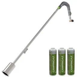 Campingaz GT3000PZ Unkrautbrenner mit Piezo-Zündung und vier zusätzlichen Gasflaschen