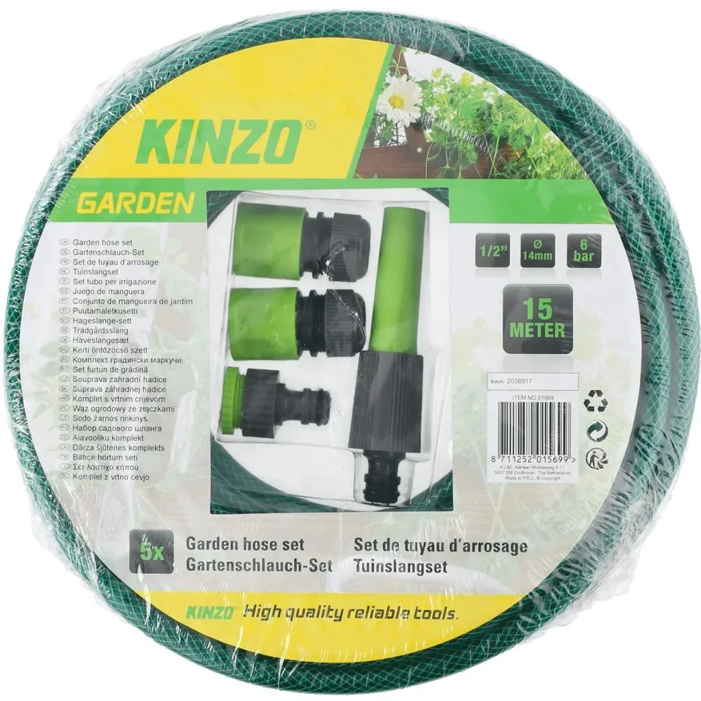 Tauchpumpe - 400W - 8.000 l/h MIT 15-Meter-Gartenschlauch inklusive Düse und Armaturen UND Wasserhahn 1".