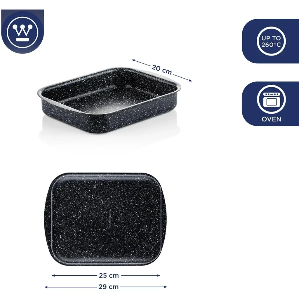 Black Marble SET - Bratpfanne 28 cm + Auflaufform 25 cm + Bratpfanne 28 cm - Schwarz