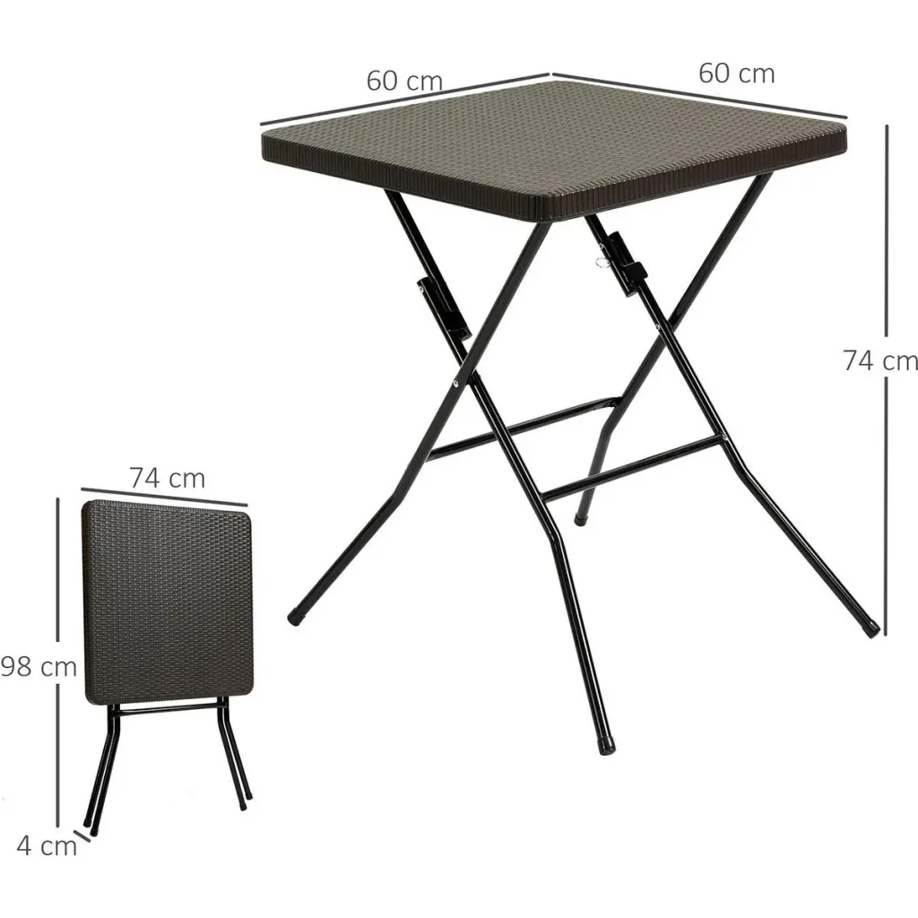 Klapptisch Rattanlook - dunkelbraun - 60 x 60 cm