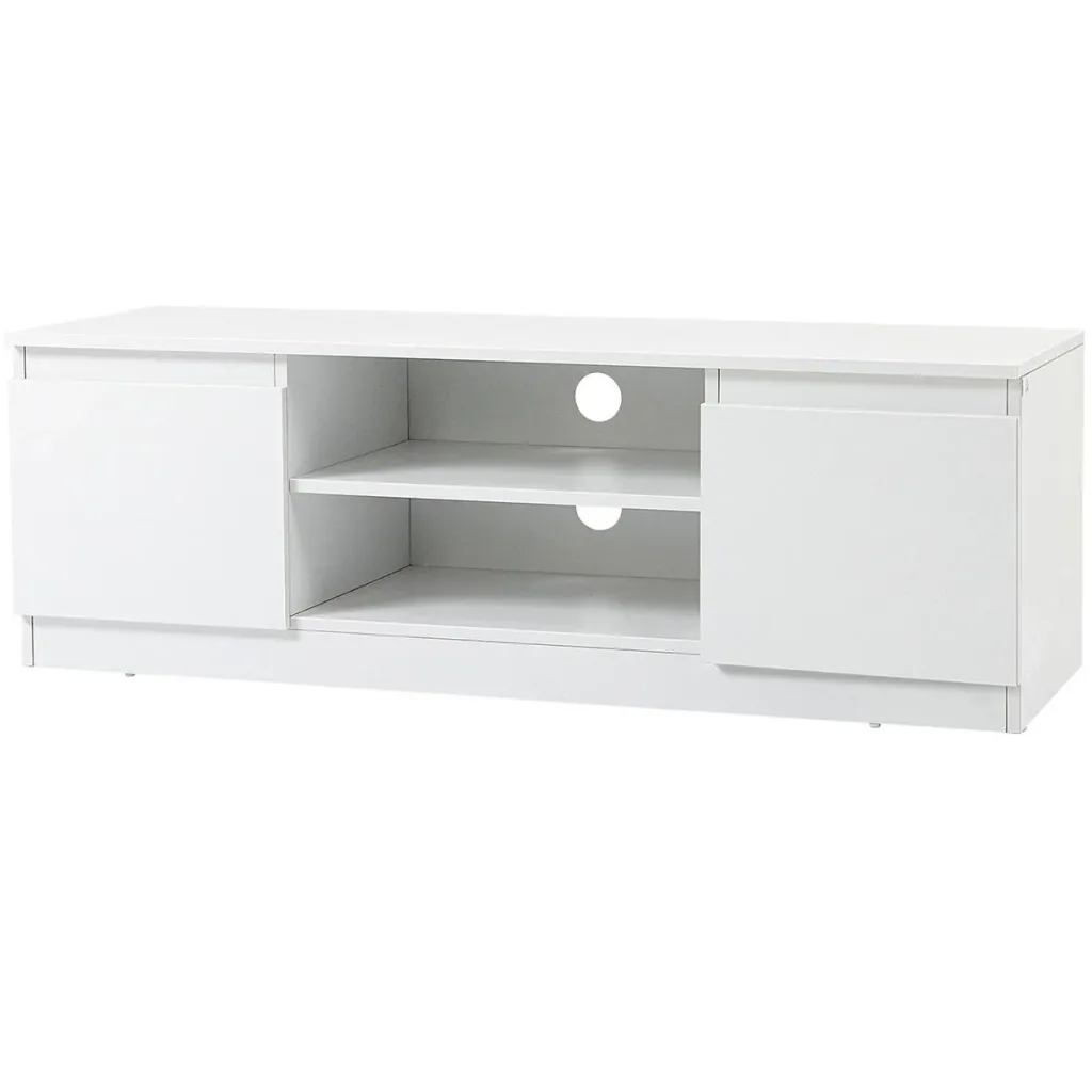 Moderner TV-Schrank mit 2 Fachböden & 2 Schränken, weiß, 120 x 39,5 x 40 cm