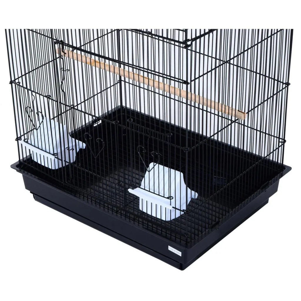 Vogelhaus Vogelkäfig Vogelvoliere für Papagei Wellensittich Vogelbauer mit ausnehmbarer Bodenschale Schwarz 47,5 x 36 x