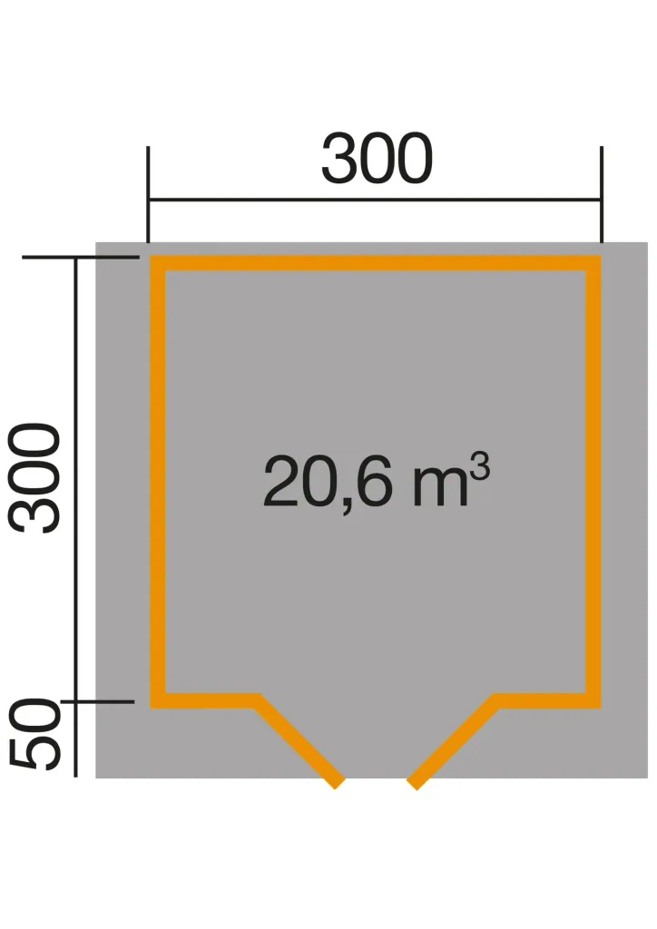 Gartenhaus 209 Gr.3, 333 x 360 x 261 cm Wandstärke 28 mm, mit Doppeltür natur