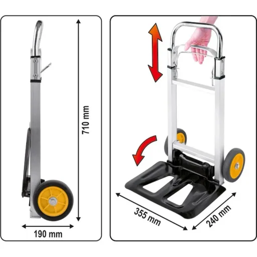 Zusammenklappbarer Wagen - Tragfähigkeit 90 kg 35,5 x 24 cm