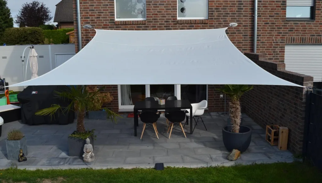 Vierecksonnensegel HDPE creme weiß 400 x 500 cm Wind-u. Wasserdurchlässig