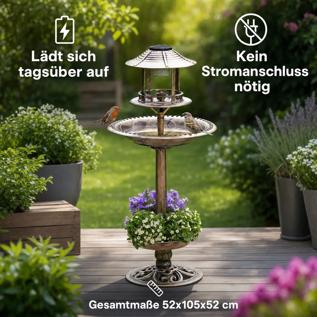 Solar-Vogelbad 4in1, bronze