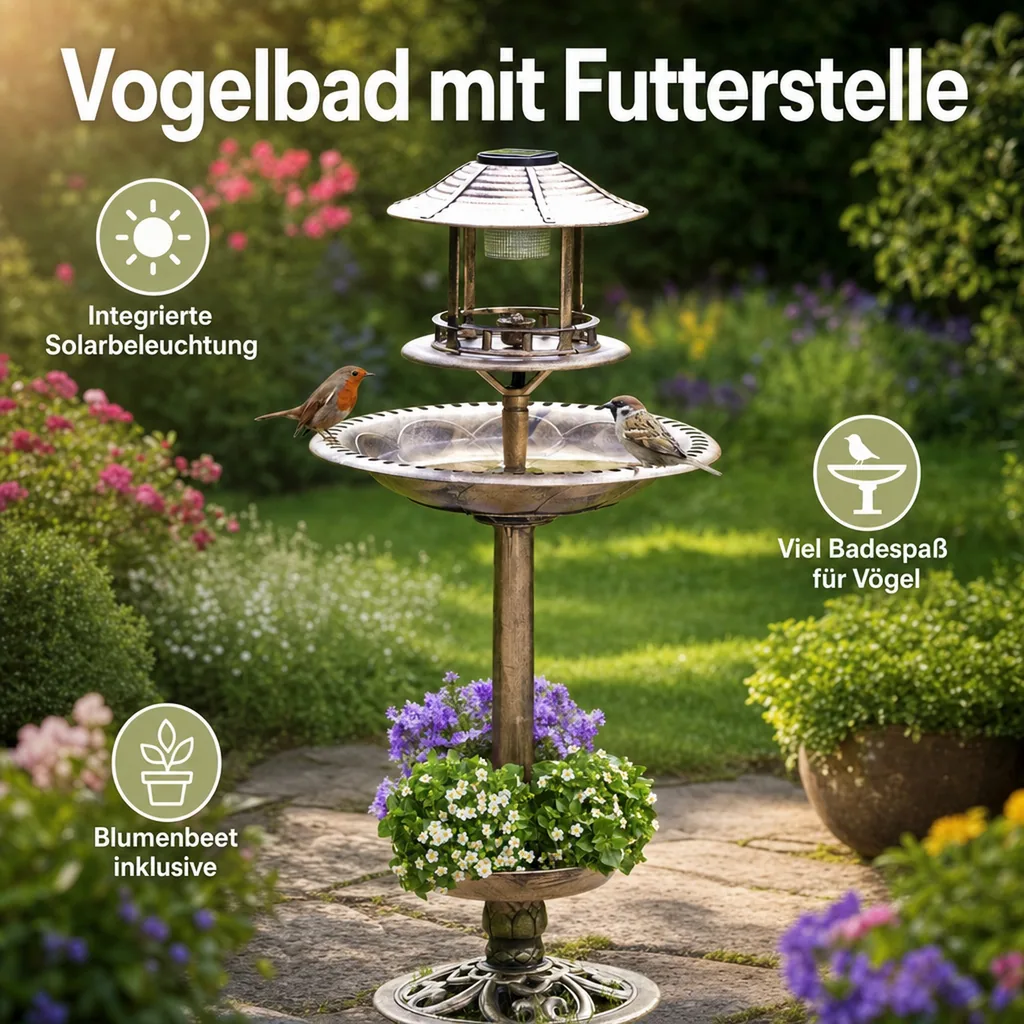Solar Vogel-Bad 4in1, bronze