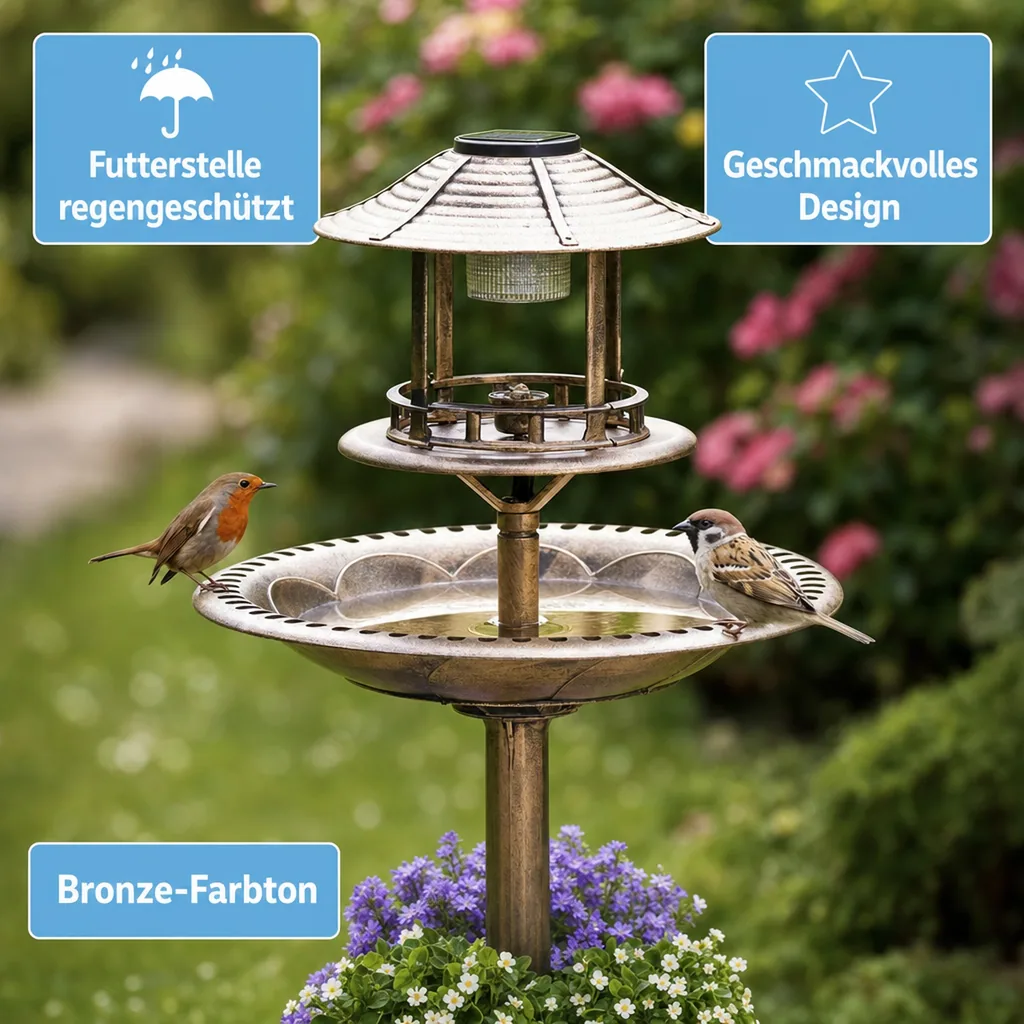 Solar Vogel-Bad 4in1, bronze