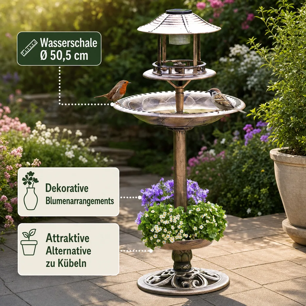 Solar Vogel-Bad 4in1, bronze